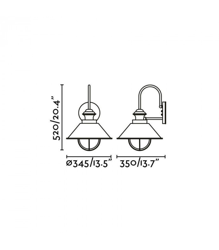 1 Light Outdoor Large Dome Wall Light Rust Brown, E27