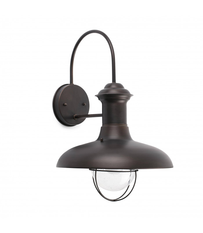 1 Light Outdoor Large Dome Wall Light Rust Brown, E27
