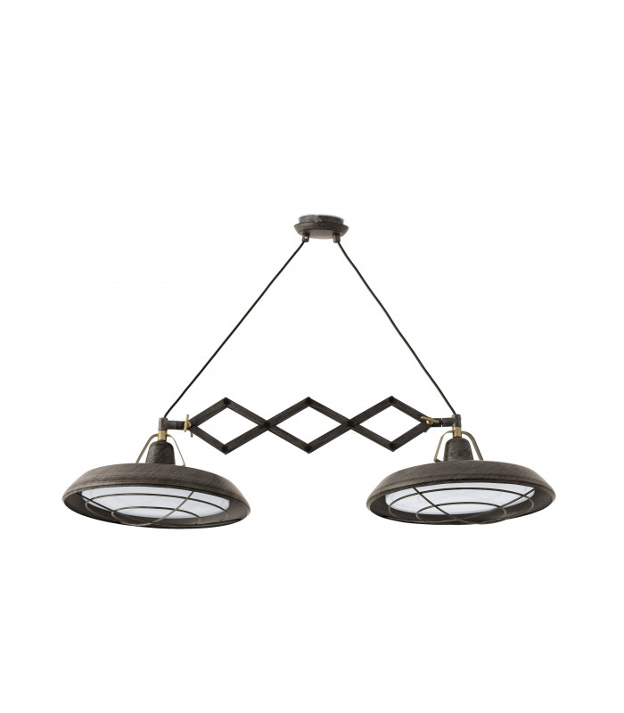 LED 2 Light Double Adjustable Outdoor Ceiling Pendant Bar Light Old Brown IP44