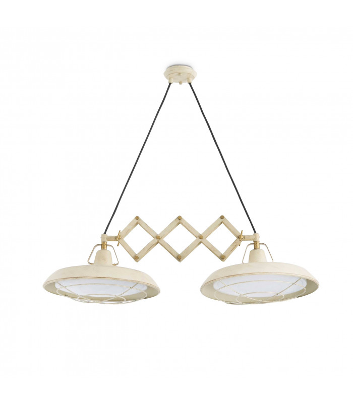 LED 2 Light Double Adjustable Outdoor Dome Ceiling Pendant Light Off-White IP44