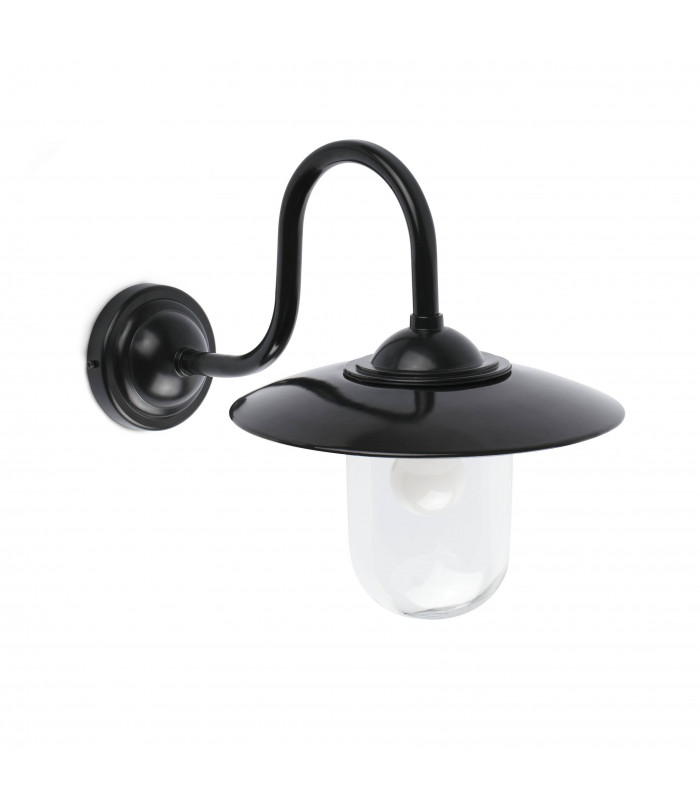 1 Light Outdoor Fisherman Dome Wall Light Black IP44, E27