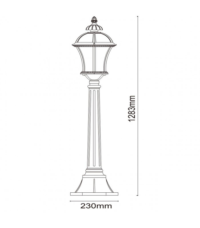 1 Light Outdoor Bollard Lantern Black, E27