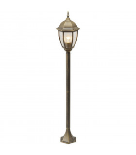 1 Light Outdoor Bollard Lantern Black, Gold with Clear Glass IP44, E27