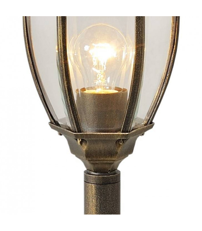 1 Light Outdoor Bollard Lantern Black, Gold with Clear Glass IP44, E27
