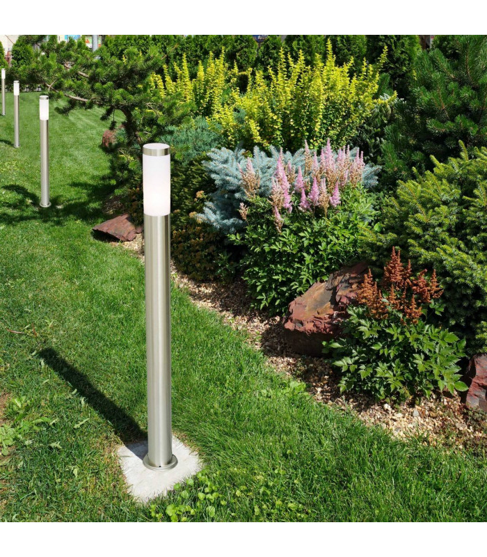 1 Light Outdoor Bollard Light White, Matt Chrome IP44, E27