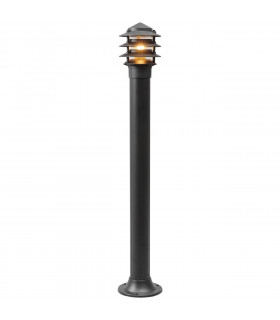 1 Light Outdoor Bollard Light Black with Glass Diffuser IP44, E27