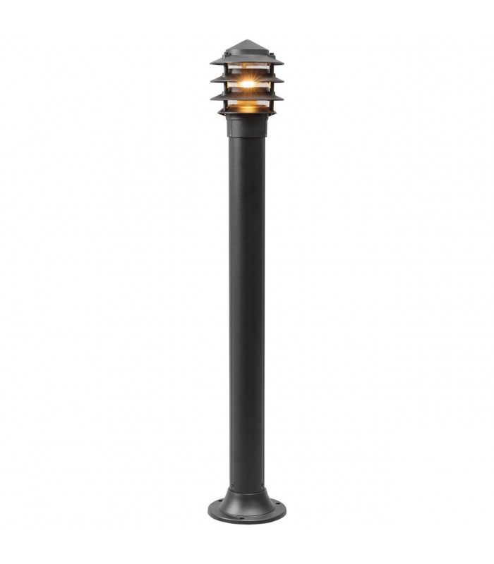 1 Light Outdoor Bollard Light Black with Glass Diffuser IP44, E27