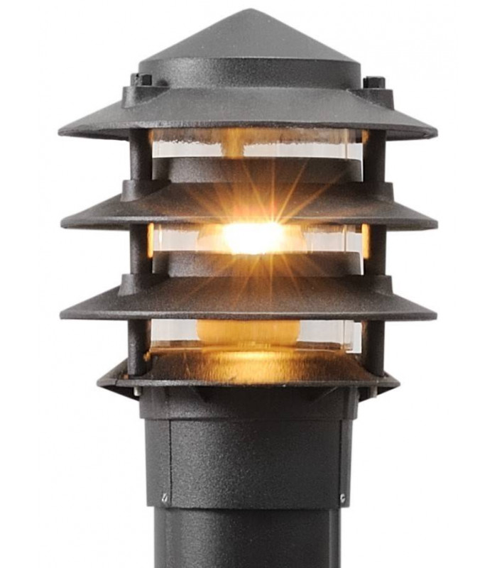 1 Light Outdoor Bollard Light Black with Glass Diffuser IP44, E27