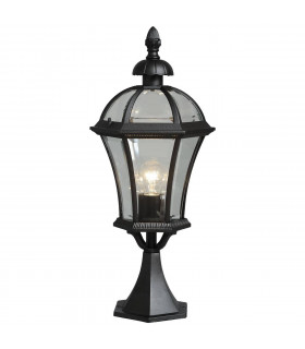 1 Light Outdoor Pedestal Lantern Black, E27