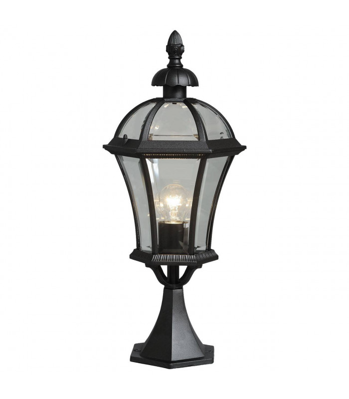 1 Light Outdoor Pedestal Lantern Black, E27