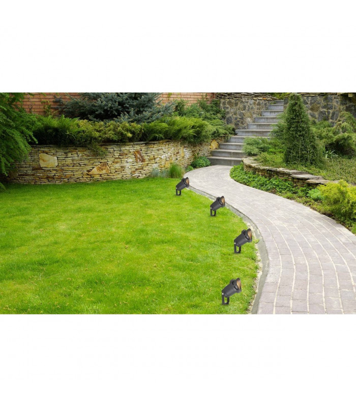 LED 1 Light Outdoor Spike Spotlight Black with Cap IP65, GU10