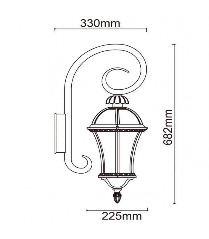 1 Light Outdoor Wall Lantern Black, E27