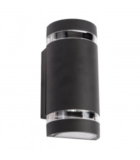 2 Light Outdoor Up Down Wall Light Black IP44, GU10