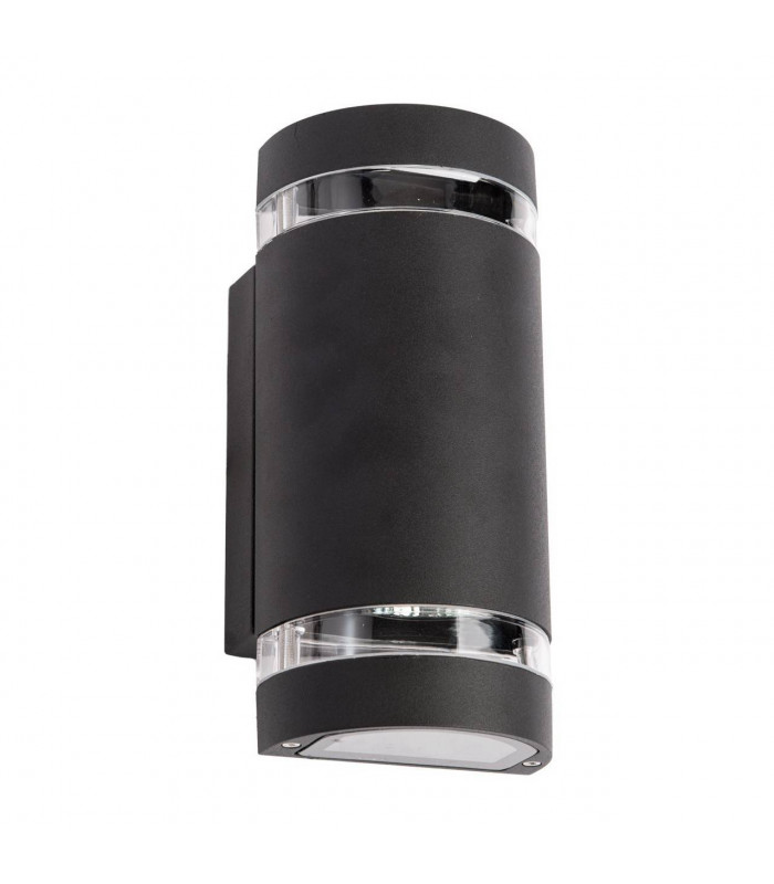 2 Light Outdoor Up Down Wall Light Black IP44, GU10