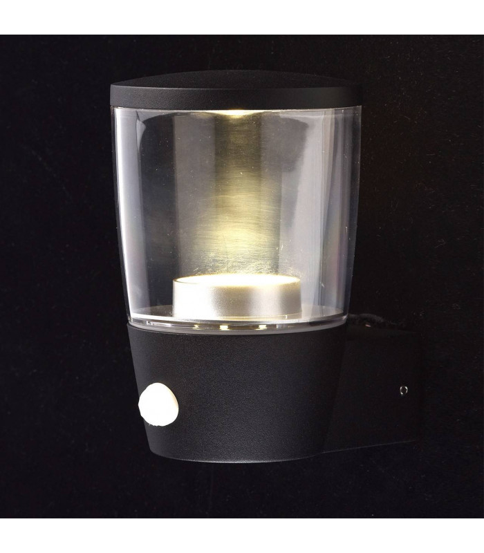 LED 3 Light Outdoor Wall Light Black with Sensor IP44