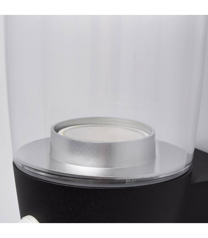 LED 3 Light Outdoor Wall Light Black with Sensor IP44