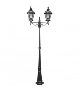 2 Light Outdoor Lantern Black with Clear Glass, E27