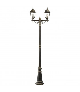 2 Light Outdoor Lantern Black, Gold with Clear Glass IP44, E27