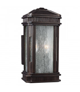 2 Light Outdoor Small Wall Lantern Light Bronze IP44, E14