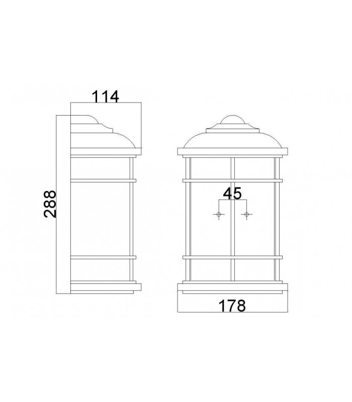 1 Light Outdoor Wall Half Lantern Light Brushed Steel IP44, E27