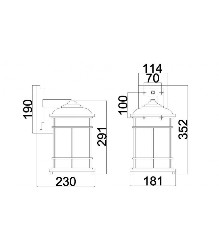 1 Light Outdoor Medium Wall Lantern Light Brushed Steel IP44, E27