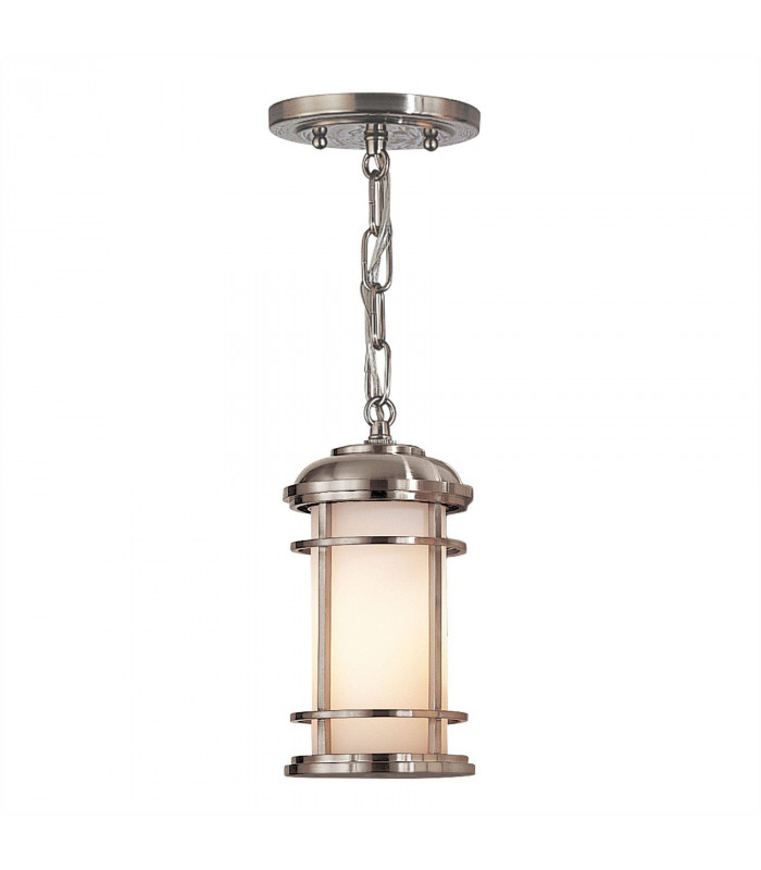 1 Light Small Outdoor Ceiling Chain Lantern Brushed Steel IP44, E27