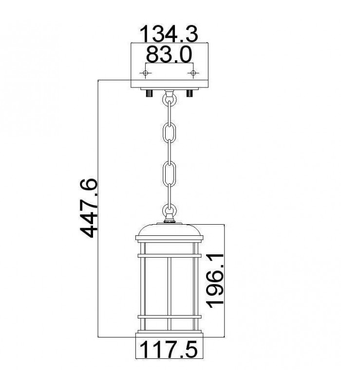 1 Light Small Outdoor Ceiling Chain Lantern Brushed Steel IP44, E27