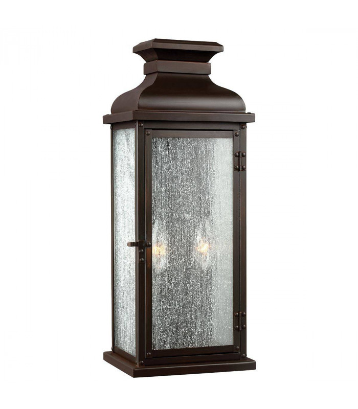 2 Light Outdoor Medium Wall Lantern Light Dark Copper IP44, E14