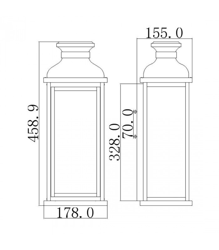 2 Light Outdoor Medium Wall Lantern Light Dark Copper IP44, E14