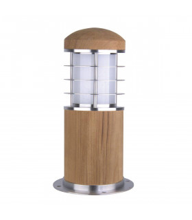 1 Light Outdoor Bollard Light Stainless Steel, Teak IP55, E27