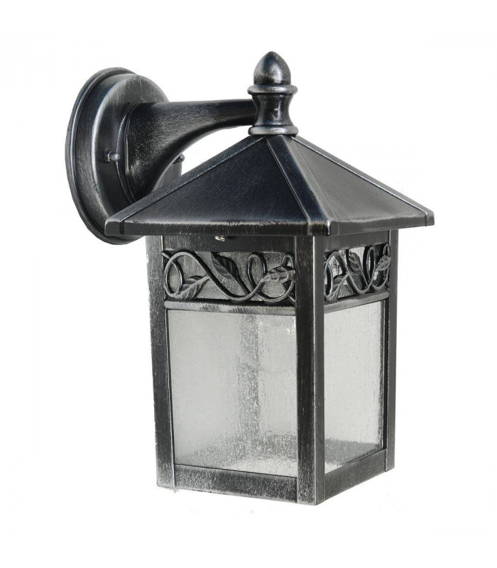 1 Light Outdoor Wall Lantern Light Black, Silver IP44, E27