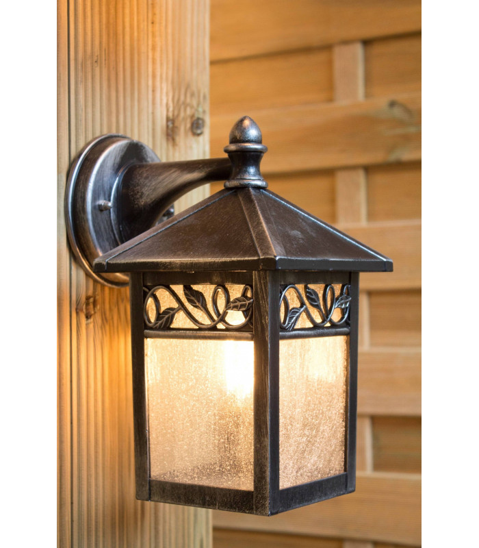 1 Light Outdoor Wall Lantern Light Black, Silver IP44, E27