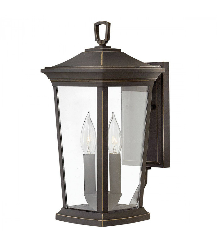 2 Light Outdoor Medium Wall Lantern Light Bronze IP44, E14