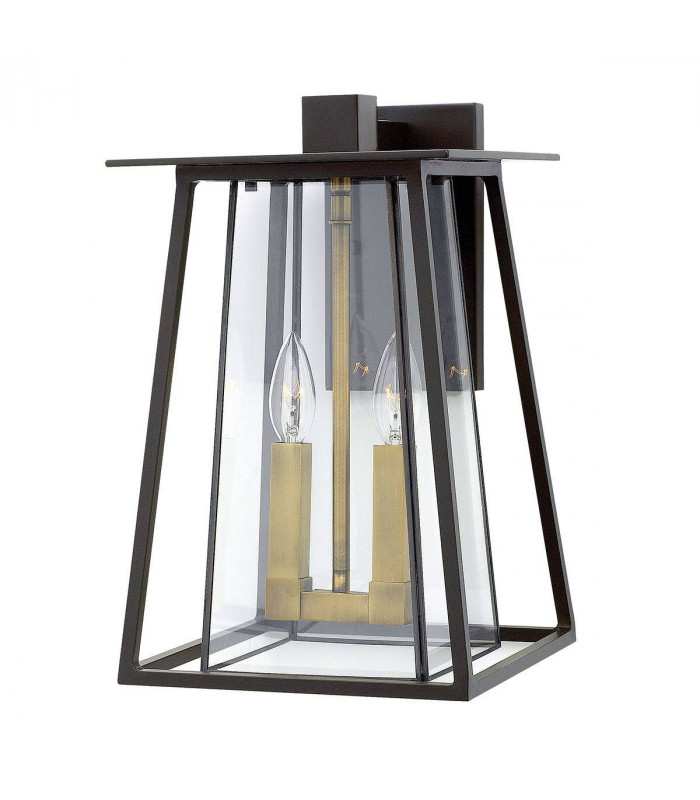 2 Light Large Outdoor Wall Lantern Bronze IP44, E14