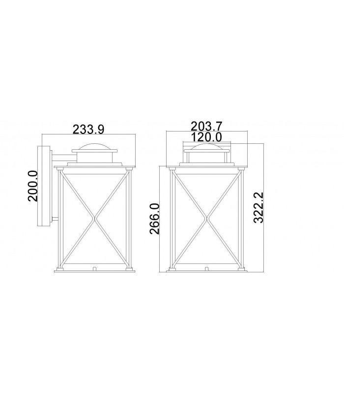 1 Light Medium Outdoor Wall Lantern Zinc IP44, E27