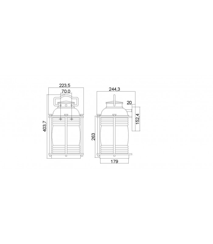 1 Light Large Outdoor Wall Lantern Zinc IP44, E27