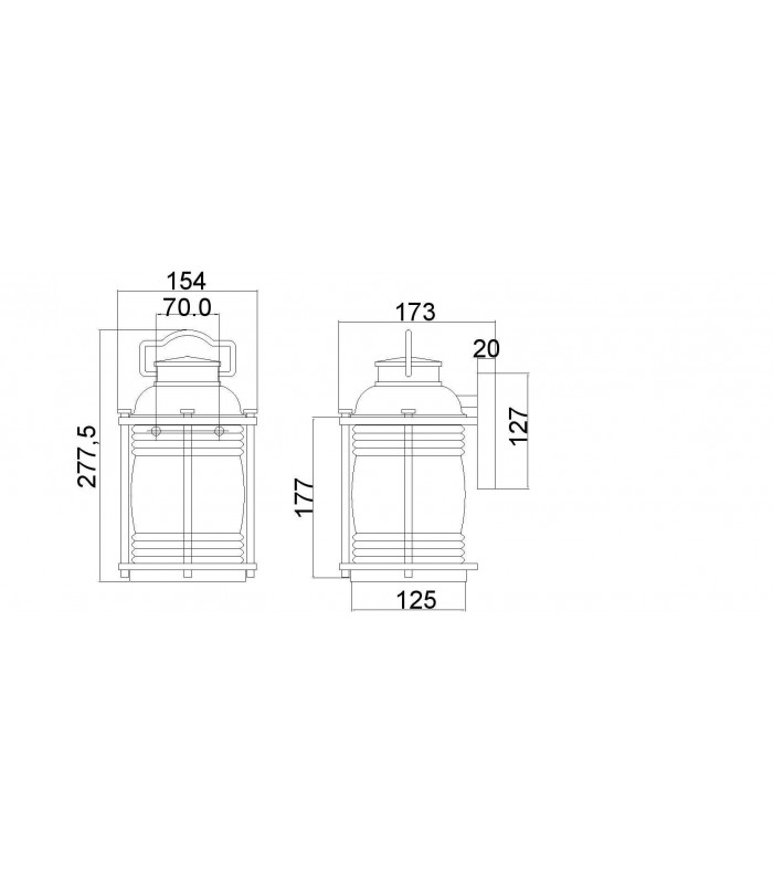 1 Light Small Outdoor Wall Lantern Zinc IP44, E27