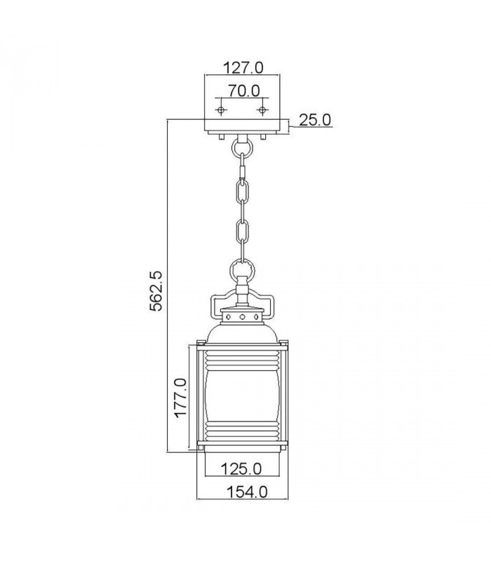 1 Light Small Outdoor Ceiling Chain Lantern Zinc IP44, E27