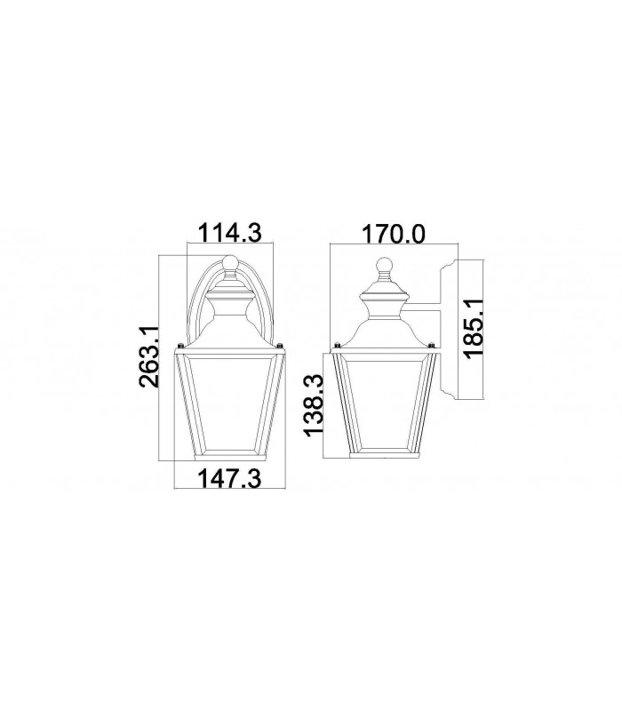 1 Light Small Outdoor Wall Lantern Polished Brass IP44, E27