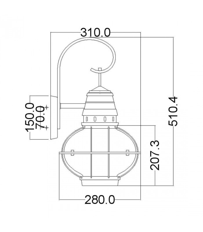 1 Light Large Outdoor Wall Lantern Zinc IP44, E27