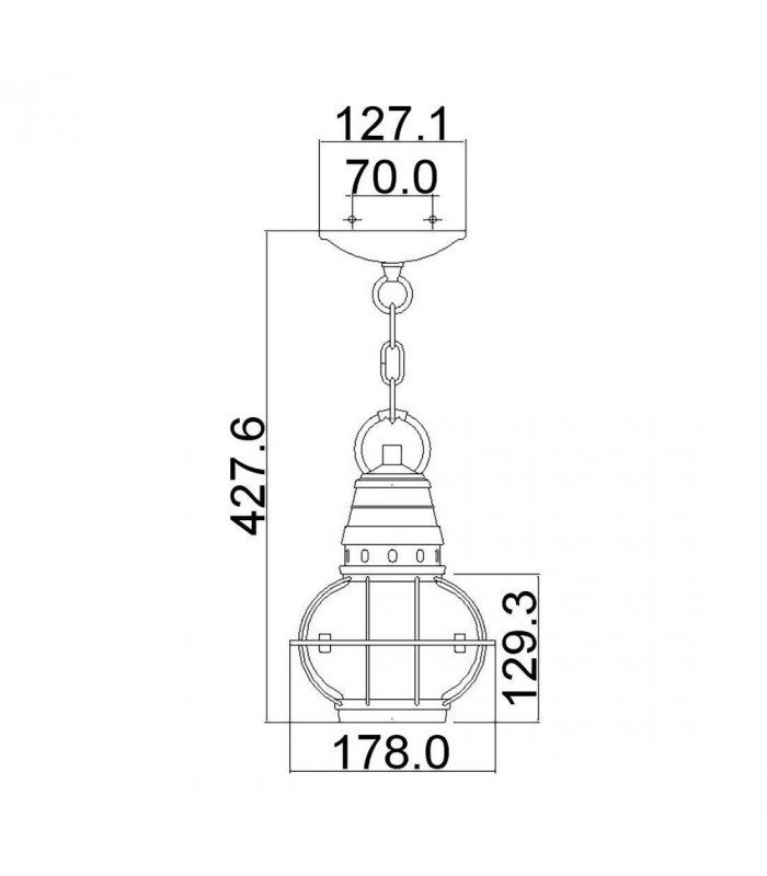 1 Light Small Outdoor Ceiling Chain Lantern Zinc IP44, E27