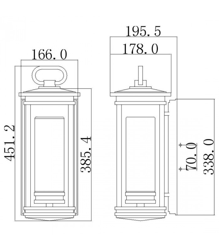 1 Light Medium Outdoor Wall Lantern Bronze IP44, E27