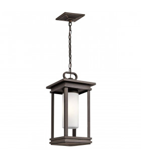 1 Light Small Outdoor Ceiling Chain Lantern Bronze IP44, E14