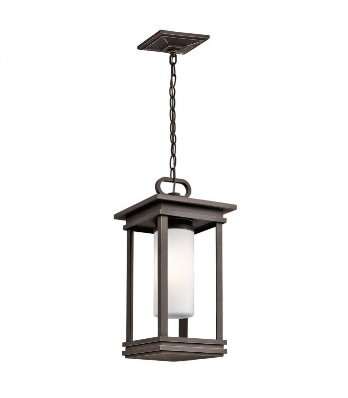 1 Light Small Outdoor Ceiling Chain Lantern Bronze IP44, E14