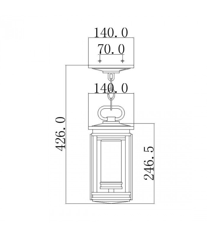 1 Light Small Outdoor Ceiling Chain Lantern Bronze IP44, E14