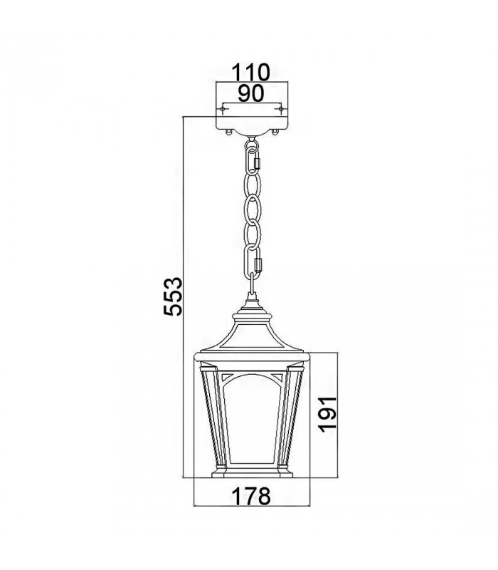 1 Light Small Chain Lantern - Mystic Black Finish, E27