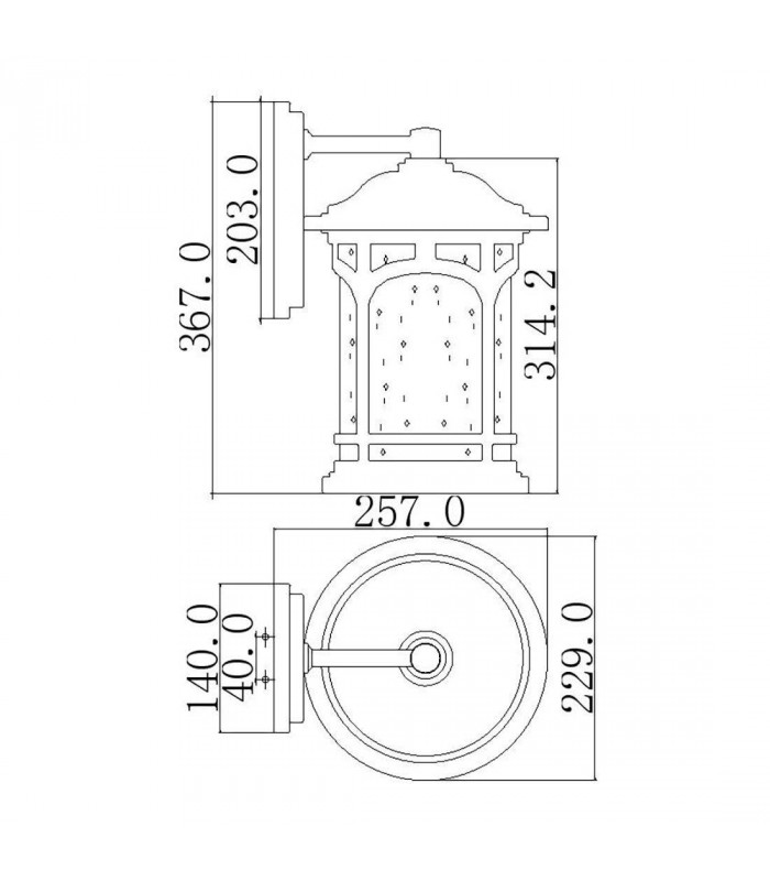 1 Light Medium Wall Lantern - Palladian Bronze Finish, E27