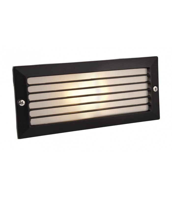 1 Light Outdoor Brick Light Outdoor - With Louvre Black, Opal Glass IP54, E27