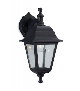 1 Light Outdoor Wall Lantern - Uplight/Downlight Black Resin IP44, E27