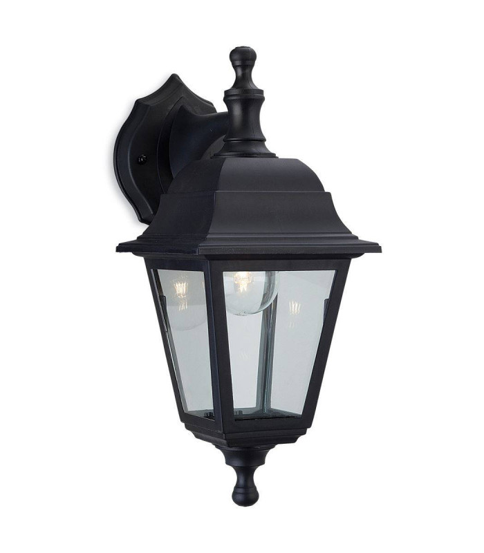 1 Light Outdoor Wall Lantern - Uplight/Downlight Black Resin IP44, E27
